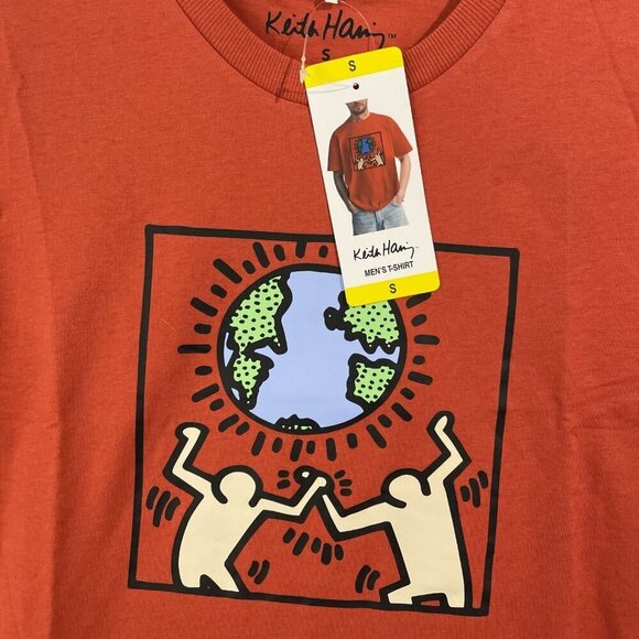NEW Keith Haring Men's S Red Graphic T-Shirt 100% Cotton Short Sleeve Crewneck - Picture 5 of 7